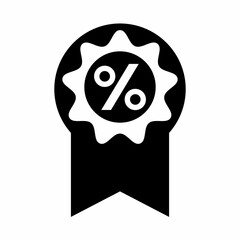 Discount Banner Black and White Percentage Symbol