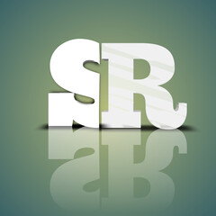Soft Green Background with Reflection Effect for SR Letter Logo