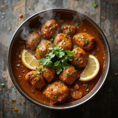 Chicken meat balls with cuisine 