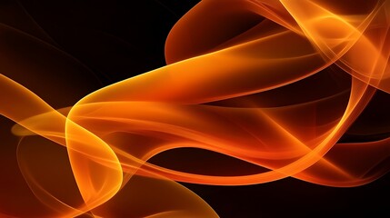 Abstract orange flowing lines on black background