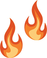 Vector illustration set of hot burning fire flames, a dangerous symbol of heat and power
