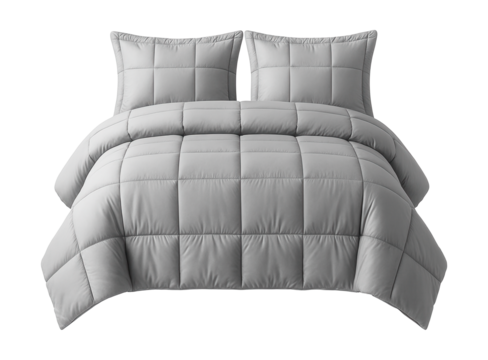 Polyester blend comforter set with a box stitch design for a casual and easy-care guest room