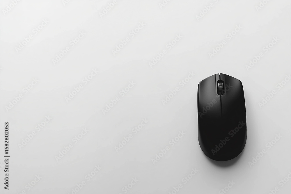 Fototapete wireless mouse on white surface with network pattern background, minimalistic tech design, generativ