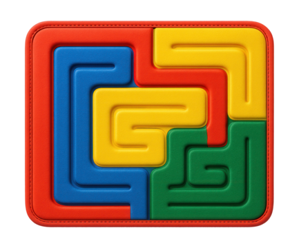 Brightly colored play mat with a labyrinth design, encouraging problem-solving and spatial reasoning in a school classroom.