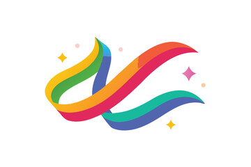 Naklejka premium Colorful Ribbons Swirling With Light Sparkles