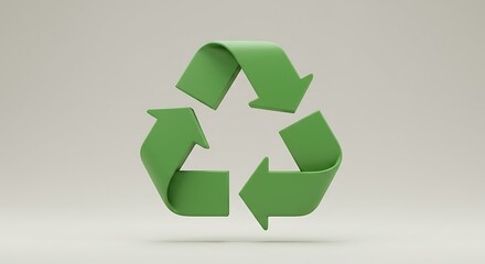 Green Recycle Symbol: 3D Render of Eco-Friendly Recycling Sign