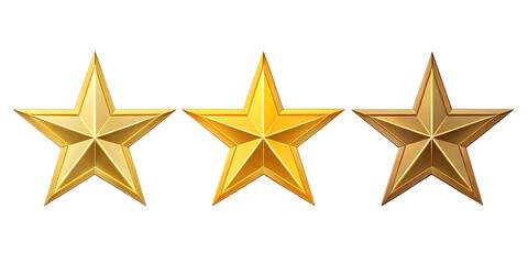 Obraz premium Shining trio of golden stars symbolizing excellence achievement and stellar performance in a sleek modern design against