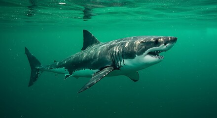 Majestic Great White Shark Underwater