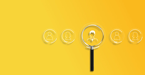 HR, or CRM. concept of company service to recruit customers, network links worldwide, hiring, and recruitment process manage.