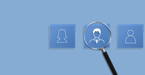 HR, or CRM. concept of company service to recruit customers, network links worldwide, hiring, and recruitment process manage.