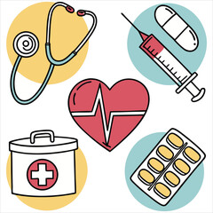  Medicine and Health flat icon Set. Collection health care medical sign icon. icon Set