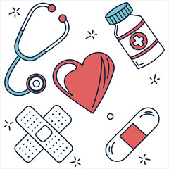  Medicine and Health flat icon Set. Collection health care medical sign icon. icon Set