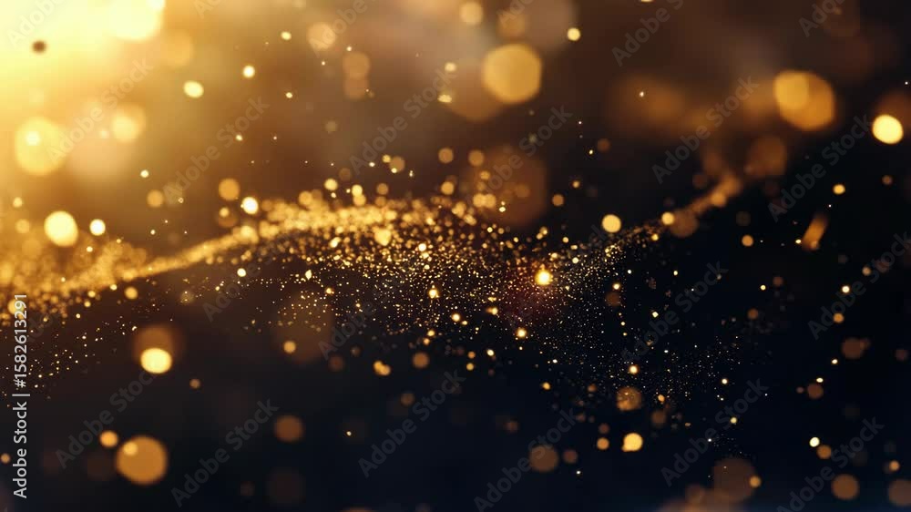 Aufkleber a gold and black background with a lot of sparkles. the sparkles are in different sizes and are scat