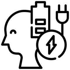 charge mental health recharge simple line icon