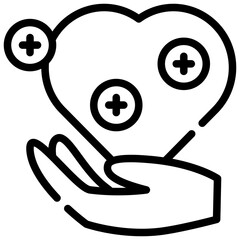 self support hand hearth mental health simple line icon