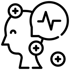 signal thoughts mind mental health think simple line icon