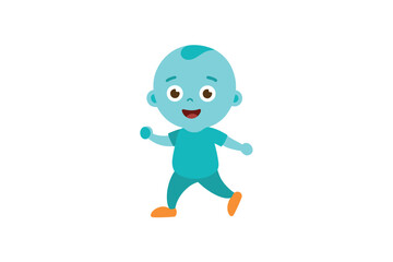 Baby Cartoon Character Celebrating First Steps
