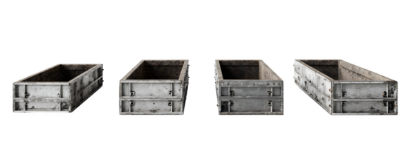 Isolated Studio-Lit Transparent-Background Four modular trench boxes arr transparent background, versatile design element, ideal for video overlays and print projects, royalty-free