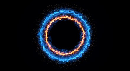 Fiery Abstract Circular Design: Blue and Orange Energy Ring