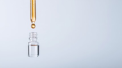 Droplet of Oil Falling from Pipette into Small Glass Bottle