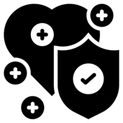 protect shield heart mental health solid glyph icon