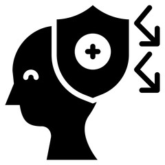 shield protection mind thoughts mental health solid glyph icon