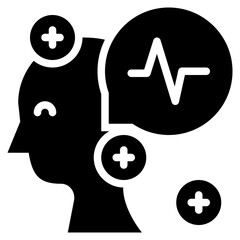 signal thoughts mind mental health think solid glyph icon