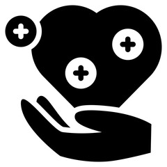 self support hand hearth mental health solid glyph icon