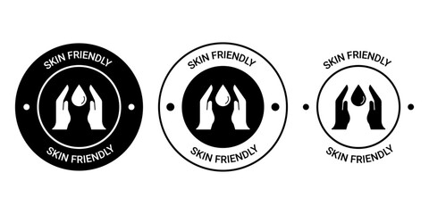 Set of Skin Friendly Icon Labels Hand with Droplet Symbol for Dermatologically Safe Products-06
