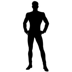 Standing man in suit silhouette full body formal wear pose silhouette vector illustration