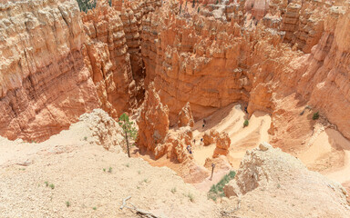 Hikers (Unrecognizable)  on a zig-zag Trail in Bryce Canyon National Park, Utah, USA