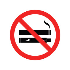 No smoking and no vaping sign with cigarette and e cigarette isolated on white background © MD. SABUJ