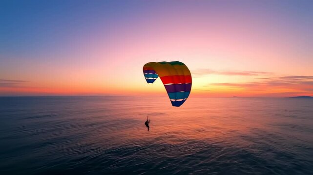 Spectacular sunset parasailing over the ocean for an exhilarating travel adventure