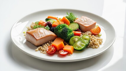 Vegetable and chicken breast, diet breakfast