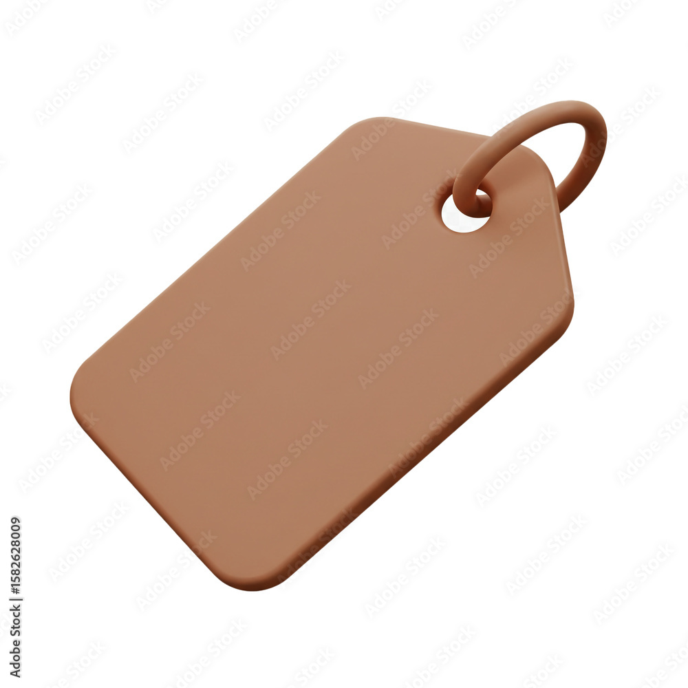 Fototapete Three-dimensional rendering of a simple blank price tag isolated on a transparent backdrop