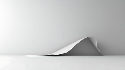 Abstract white paper curl on a white floor