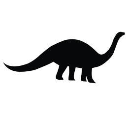 Cute cartoon hand drawn vector apatosaurus silhouette.