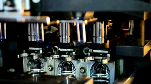 Raw Material of Plastic Bottle. Stretch or injection molding Process Empty bottles water factory 4K