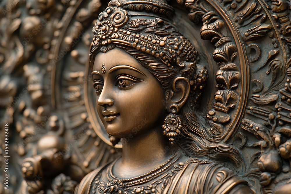 Poster generative ai bas-relief of a mythological elements in ancient artistic style
