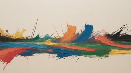 Colorful abstract artwork with textured brush strokes in bold style  