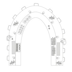 Obraz premium Top View Vector of Pastry Counter with Desserts and Coffee — Bakery Interior Illustration