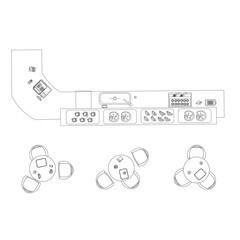 Top View Vector of Pastry Counter with Desserts and Coffee — Bakery Interior Illustration