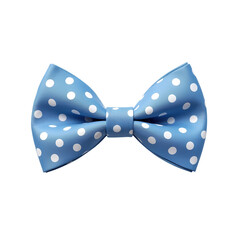 A blue bow tie with white polka dots isolated on transparent background