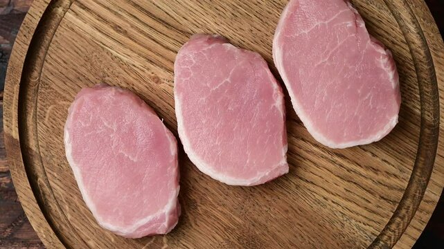 Succulent pork escalopes: raw fresh cutlets perfect for gourmet cooking preparation
