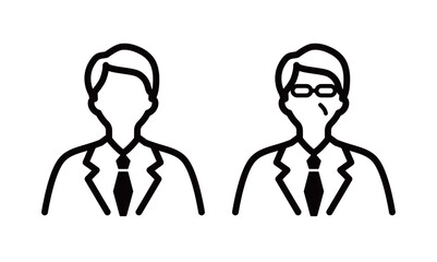 Fototapeta premium サラリーマン・ビジネスマン・会社員のアイコン 男性 スーツ 就活生 新入社員 上司 営業 役員 人物
