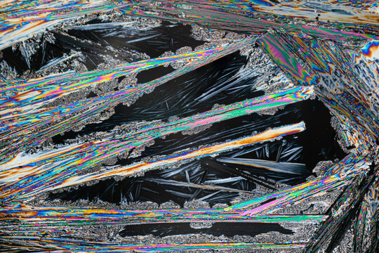 Detailed view of urea microcrystals highlighting textures