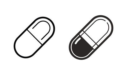 Two capsules one outlined and one filled showing contrast in medical treatment options
