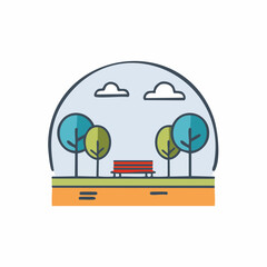 Naklejka premium Simple abstract Park icon in color design