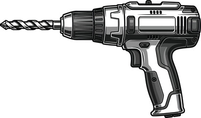 A detailed illustration of a cordless drill, a versatile power tool design.