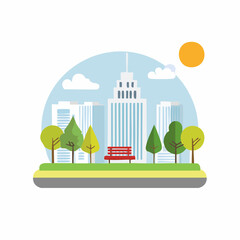 Obraz premium Simple abstract Park icon in color design